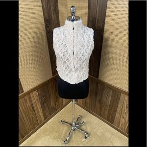 PAULA LISHMAN LIMITED DYED CREAM KNITTED KNIT BEAVER FUR VEST JACKET 2XS 00 - 0